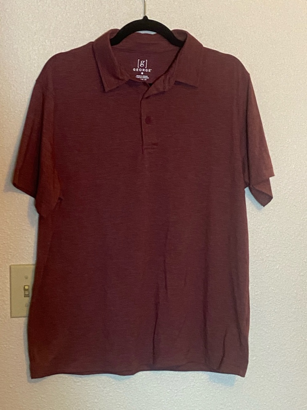 George Men's Maroon Heather Polo Shirt Size M